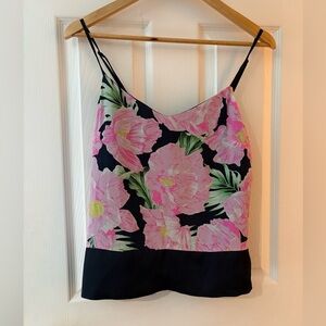 French Connection floral navy pink silk camisole tank size 2